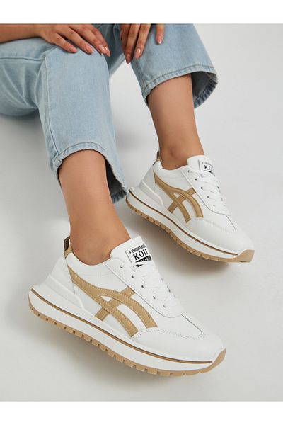Styli Contrast Trim Lace-Up Chunky Sneakers with Back Pull Tab