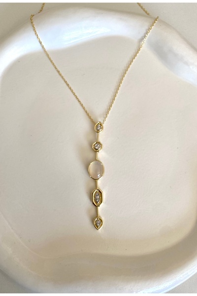 Aysire Takı Aksesuar قلادة من 7 عناصر من الحجر الملون والذهب والفضة والفولاذ ...