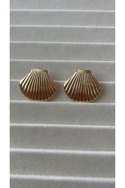 Goche Minimal Earrings with Gold Color Mussel Shell Design – Summer Women's Jewelry