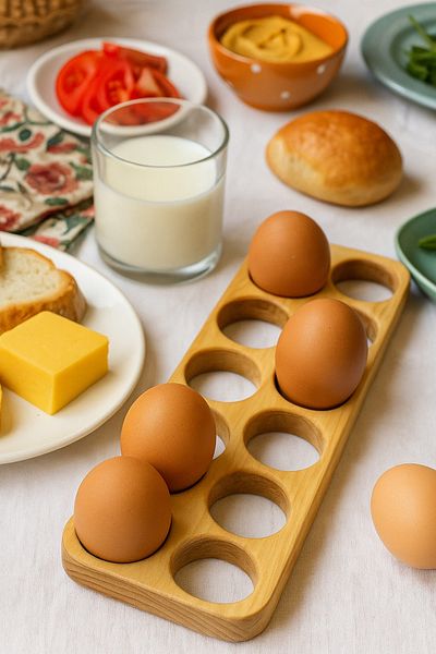 viveres Natural Wooden 10 Egg Holder – Breakfast Presentation Board / Egg Stand