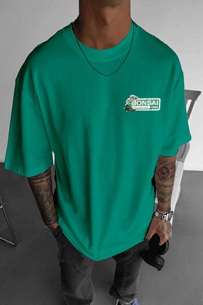 Teenage Millionaire Ανδρικό μπλουζάκι Bntn Green Bonsai Oversize Fit Loose Wide Fit Loose Cut