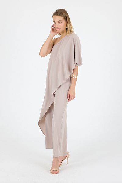 Laranor Ecru One Shoulder Flywheel Piece Medine Silk Jumpsuit Day Night Casual