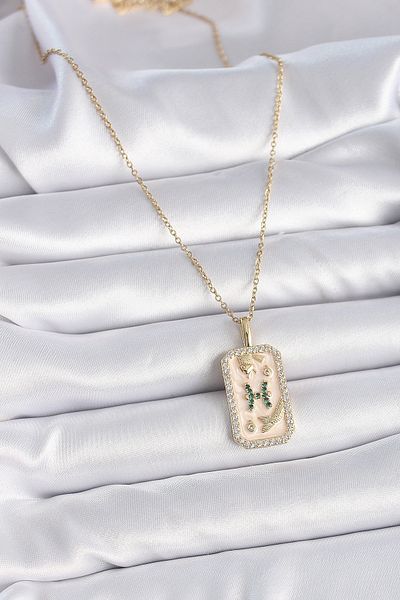Skygo Gold Color 316L Steel Chain Fish Zodiac Zircon Women's Necklace - Tj-Bko9463
