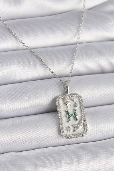 Skygo 316L Steel Silver Color Chain Fish Zodiac Zircon Stone Women's Necklace - Tj-Bko9455