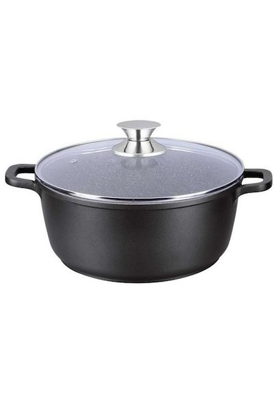 Swan Cooking Pot with Lid, Granite, 30 cm, 8 liters, Black