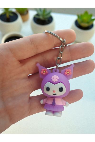 VerdeHome 3D Silicone Kuromi Keychain – Cute Bag Ornament, Soft and Durable Accessory