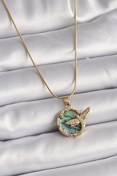 Skygo 316L Steel Gold Color Chain Zircon Stone Dragonfly Model Women's Necklace - Tj-Bko9479