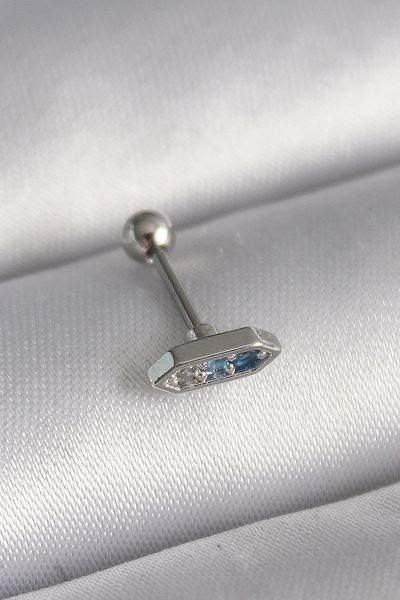 Skygo 316L Steel Silver Color Blue Zircon Stone Tragus Piercing - Tj-Pr1285