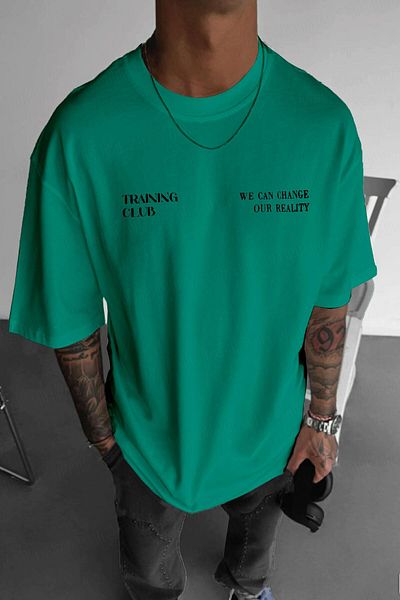 Millionaire Ανδρικό μπλουζάκι Bntn Green Training Club Oversize Fit Loose Wide Fit Loose Cut