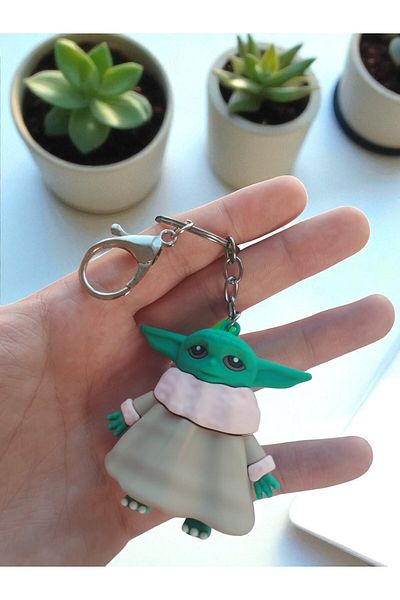 VerdeHome Baby Yoda Keychain – Large Luxury Size Yoda Keychain Star Wars Figure, Soft Silicone Material