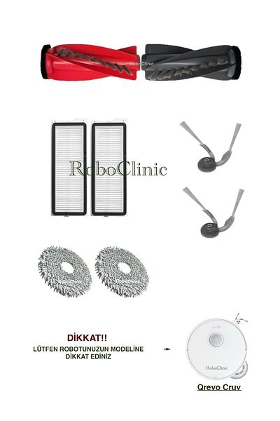 Roboclinic Roborock Qrevo Curv Robot Vacuum Cleaner Compatible Brush, Hepa Filter, Mop Set-8 Pieces