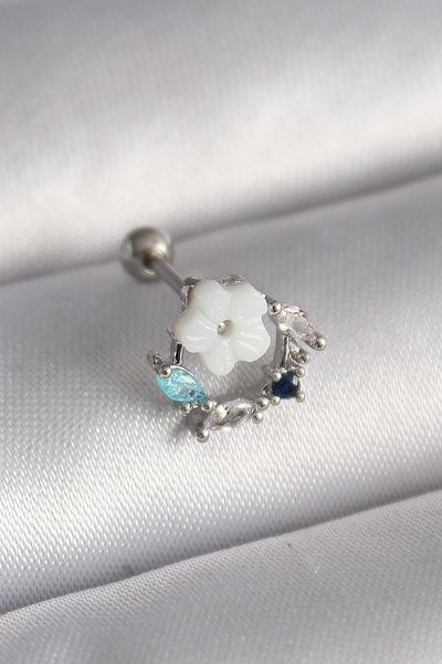 Skygo White Flower Model Zircon Stone 316L Tragus Piercing - Tj-Pr1359