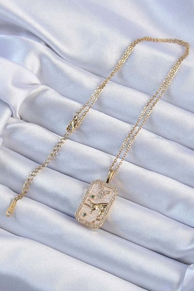 Skygo 316L Steel Chain Gold Color Zircon Stone Bull Figured Tarot Necklace - Tj-Bko9235