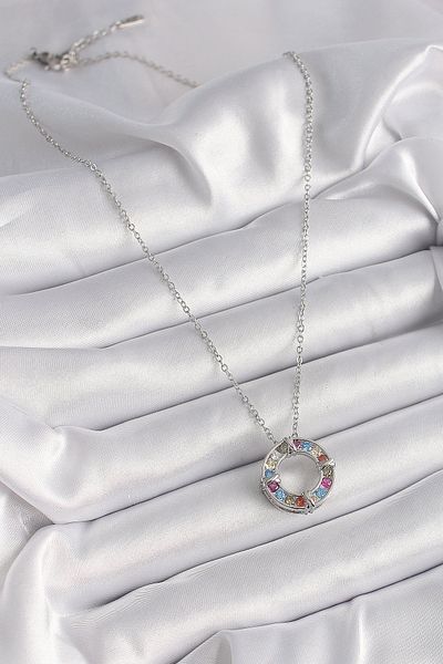 Skygo 316L Silver Color Chain Necklace Xoxo Model - Colorful Zircon Stone Women