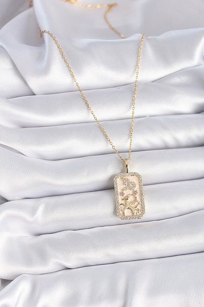 Skygo Gold Colored 316L Steel Zircon Stone Women's Necklace - Tj-Bko9459
