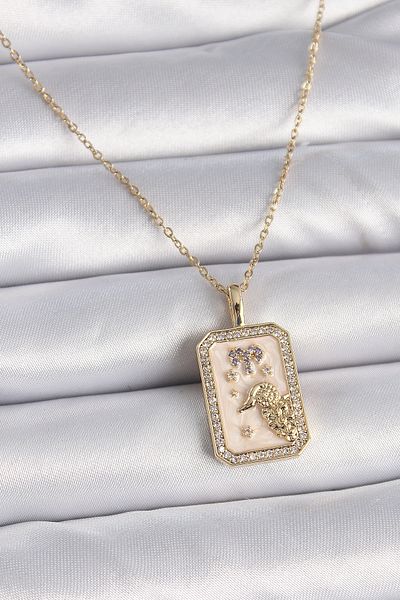 Skygo Gold Colored 316L Steel Zircon Stone Women's Necklace - Tj-Bko9462