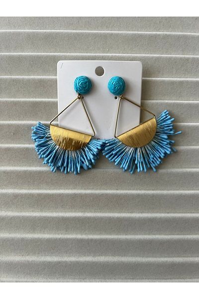 Goche Bohemian Turquoise Tassel Gold Dangle Earrings |   Summer Elegance