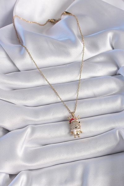 Skygo New Year's Themed 316L Steel Zircon Stone Reindeer Figure Women's Necklace - Tj-Bko9437