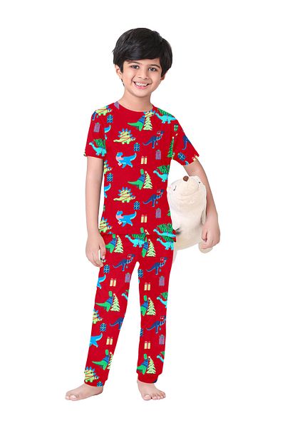 LAUREN SMITH Kids Boys' 100% Cotton Loungewear Set –Trendy Top and Pajama Bottom with Playful Prints
