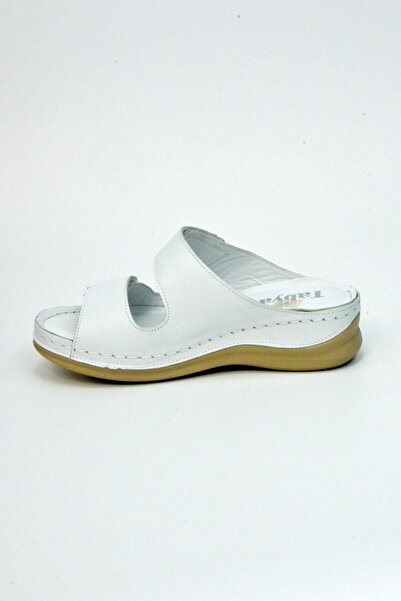 TABYA Δερμάτινες παντόφλες με διπλή ταινία Velcro 2303