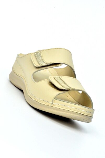 TABYA Δερμάτινες παντόφλες με διπλή ταινία Velcro 2303