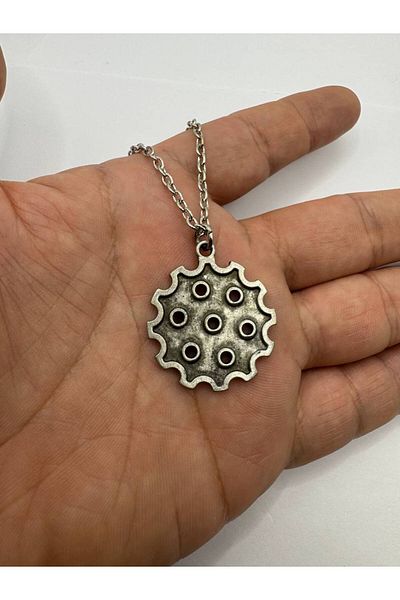 Herşey Nota Unisex Necklace with Wheel Figure – 60 cm Chain, Industrial Design