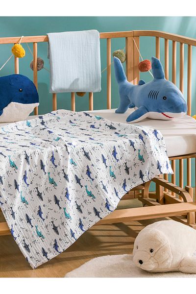 LC Waikiki Mixed Printed Baby Boy Muslin Blanket 85X85 cm