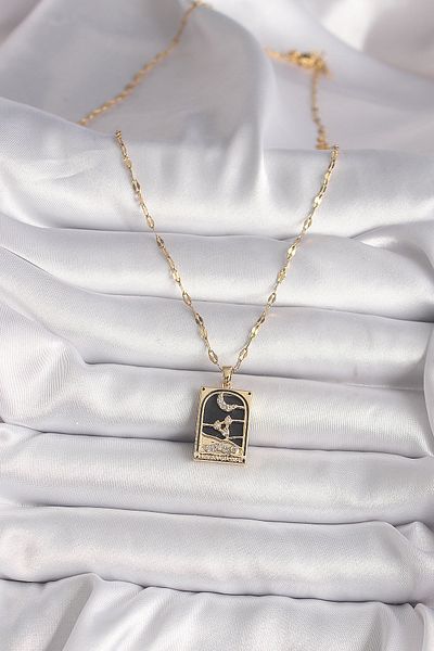 Skygo Gold Color 316L Steel Zircon Stone Moon Figure Pendant Tarot Model