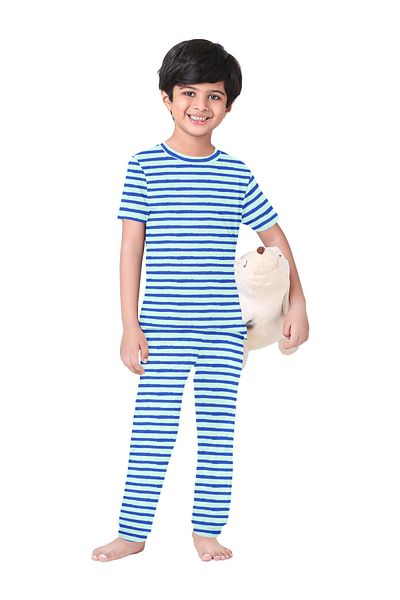 LAUREN SMITH Kids Boys' 100% Cotton Loungewear Set –Trendy Top and Pajama Bottom with Playful Prints