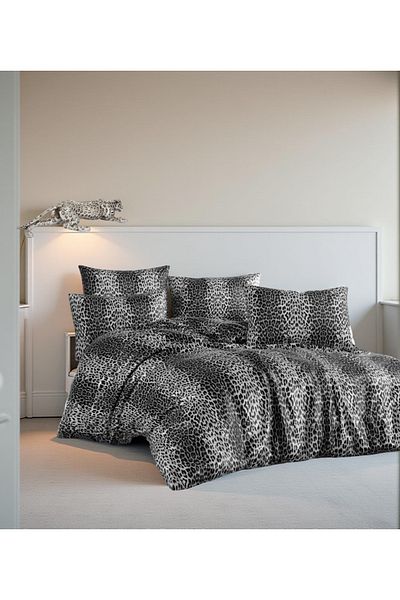 MORRİVAL Battal Boy Leopard Pattern 200 X 230 Double Personal Duvet Cover Set 4 Pillow Cases Without Sheets 5 Pieces