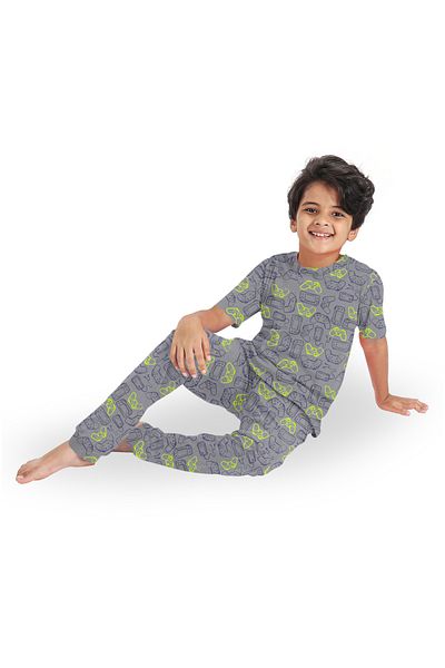 LAUREN SMITH Kids Boys' 100% Cotton Loungewear Set –Trendy Top and Pajama Bottom with Playful Prints