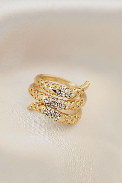 Skygo Adjustable Gold Color Metal Zircon Stone Ring - Tj-Byk2040