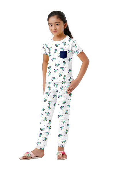 LAUREN SMITH Kids Cotton-Lycra Loungewear Set – Trendy Prints, T-Shirt & Pajama Bottoms with Pockets