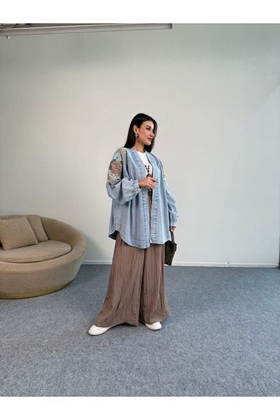 PİNK FLY Jachetă de blugi oversize cu detaliu de broderie