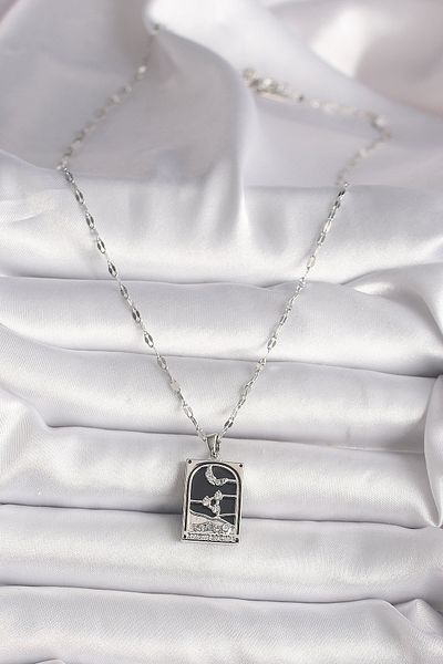 Skygo 316L Steel Silver Color Zircon Stone Moon Figured Taror Model Women's Necklace - Tj-Bko9685