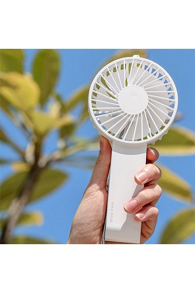 OEM Handheld fan, portable, 90° foldable stand, 3 speeds, USB-C charging, 30cm cord, white