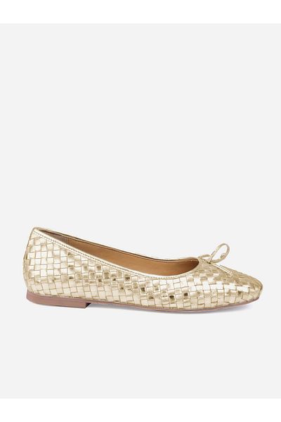 Heel Your Sole By Styli Basket Weave Design Leather Ballerina Shoes