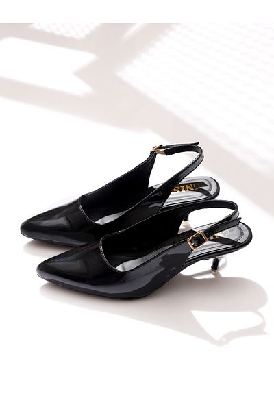 GNIST By Styli Plain Pointed Toe Kitten Heel Slingback Shoes