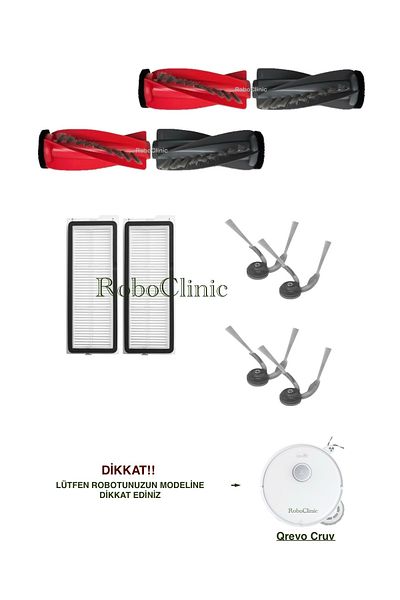 Roboclinic Main Brush, Side Brush, Hepa Filter Set-10 Pieces Compatible for Roborock Qrevo Curv Robot Vacuum Cleaner