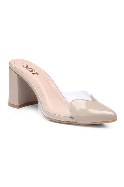 GNIST By Styli Plain Pointed Toe Block Heel Mules