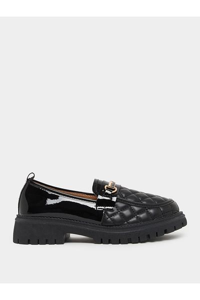 Styli Quilted Block Heel Slip On Shoes