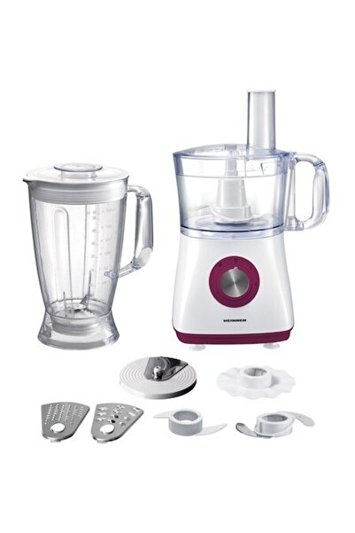 Heinner Charm HFP-750BG Food Processor, 750 W, 1.2 L Bowl, 1.8 L Blender, 4 Discs, White/Maroon