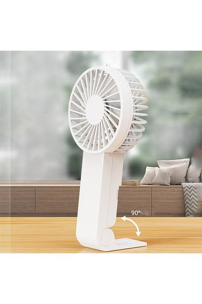 OEM Handheld fan, portable, 90° foldable stand, 3 speeds, USB-C charging, 30cm cord, white