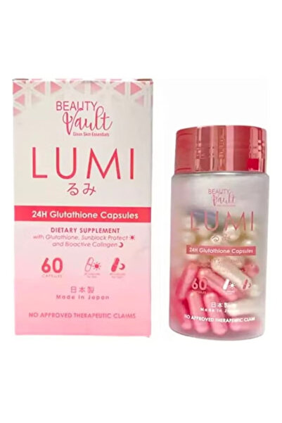 Beauty Vault كبسولات الجلوتاثيون من بيوتي فولت لومي 24 ساعة ، 60 كبسولة