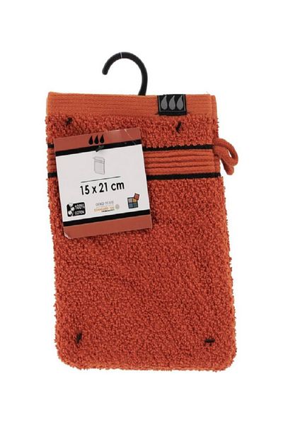 Tendance 2-Piece Premium Cotton Bath Glove Set Sienna and Black