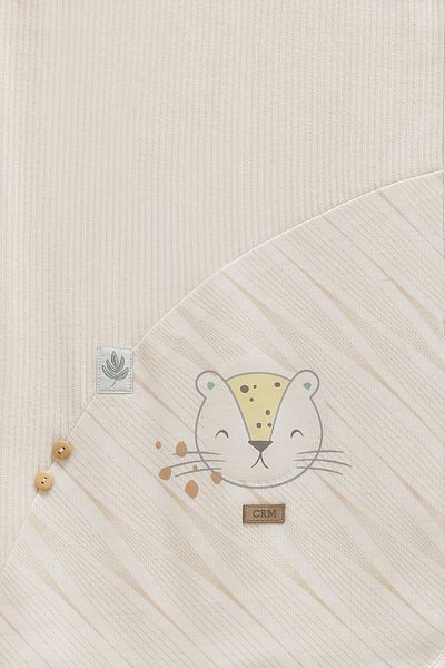 Caramell 100% Natural Cotton (85-90cm) Baby Blanket with Cat Pattern