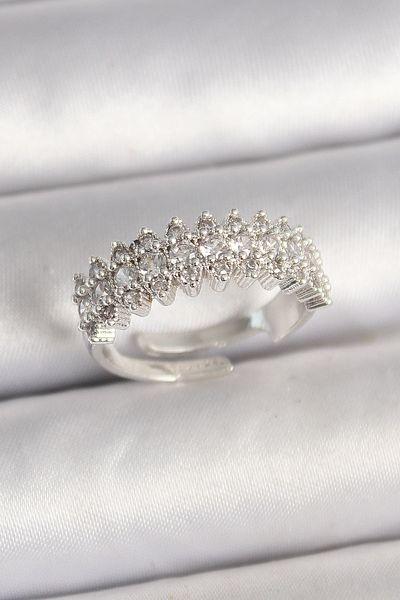 Skygo Brass Silver Color Zircon Stone Adjustable Women's Ring - Tj-Byk3688