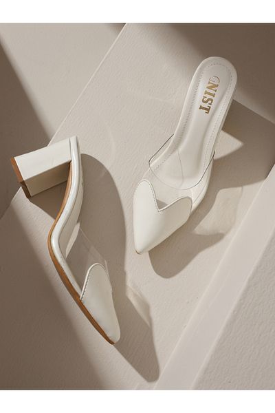 GNIST By Styli Plain Pointed Toe Block Heel Mules