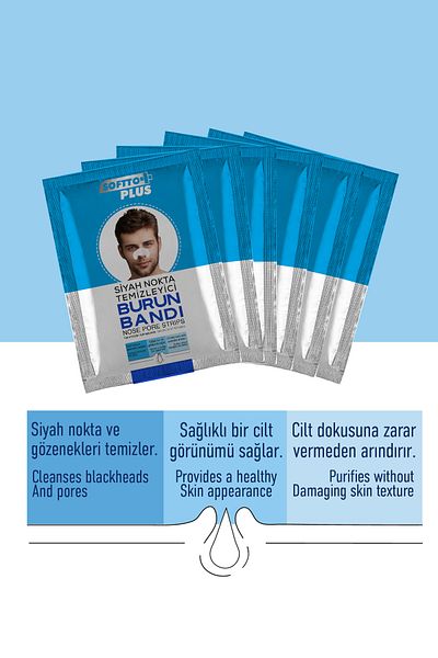 Softto Plus Blackhead and Pore Cleaner Nasal Strips for Men 6 Pieces