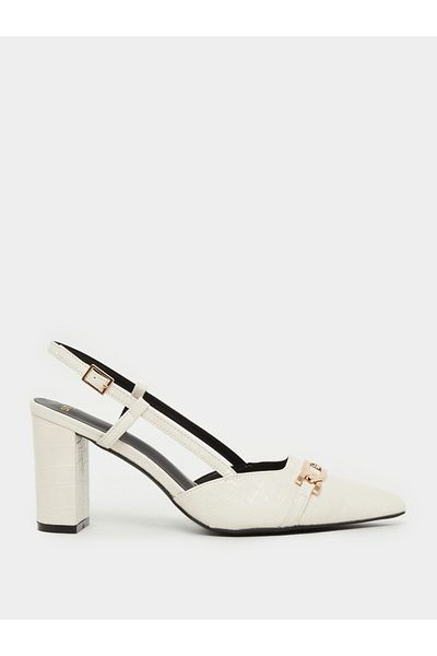 Styli Croc Skin Textured Slingback Shoes